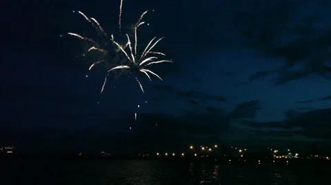 Fireworks over the sea Stock Footage 36779715