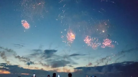 Fireworks over the sea Stock Footage 290957371