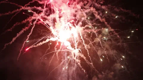 Fireworks Panning Down Stock Footage 24569806