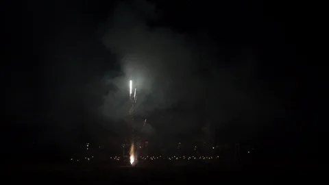 Fireworks parallel on ground Stock Footage 102509700