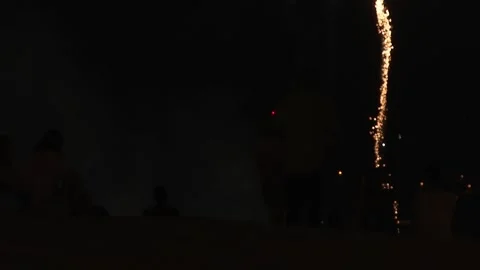 FIREWORKS PEOPLE NIGHT LIGHT Stock Footage 96042297
