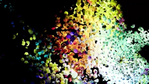 Fireworks of rainbow crystals. Random motion in the dark. Video stock 306940336