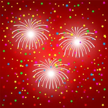 Fireworks on a red background Illustrazione stock