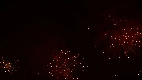 Fireworks - red &amp; gold Stock Footage 254511984