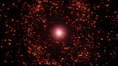 Fireworks of red hearts Stock Footage 169676565