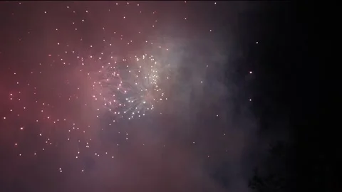 Fireworks - red to silver Stock Footage 254511999