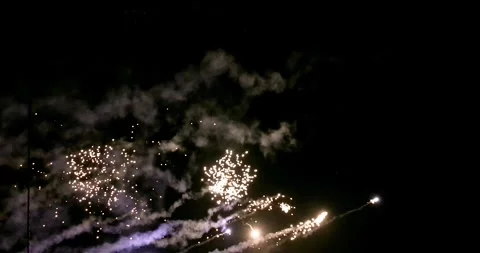 Fireworks in Reverse Slow Motion - x - 4K Video stock 318736570