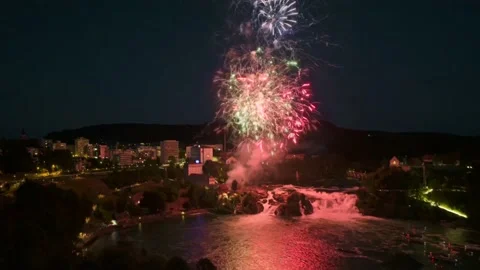 Fireworks Rheinfall Timelapse Stock Footage 232054616
