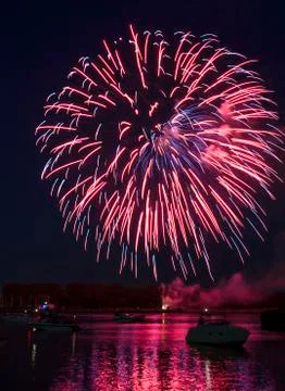 Fireworks on the river Stock Photos