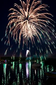 Fireworks on the river Foto stock