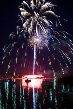 Fireworks on the river Stock Photos