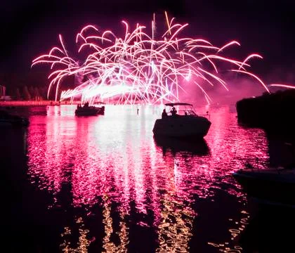 Fireworks on the river Stock Photos