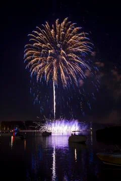 Fireworks on the river Stock Photos