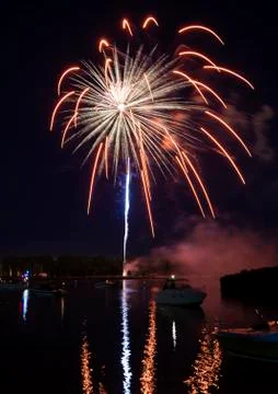 Fireworks on the river Stock Photos