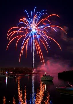 Fireworks on the river Stock Photos