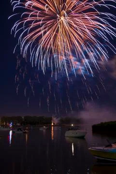 Fireworks on the river Stock Photos