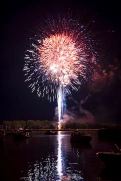 Fireworks on the river Stock Photos