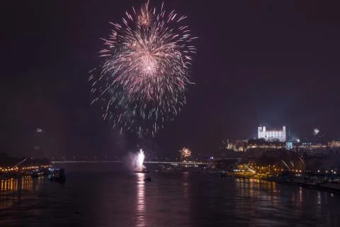 Fireworks on the River Stock Photos
