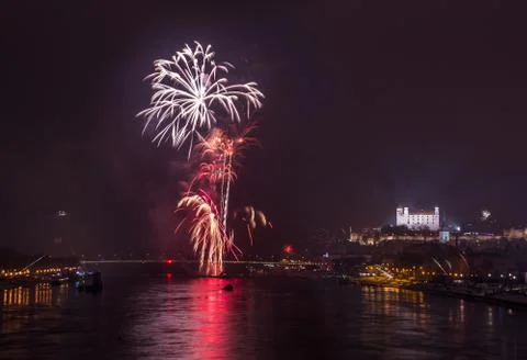 Fireworks on the River Stock Photos