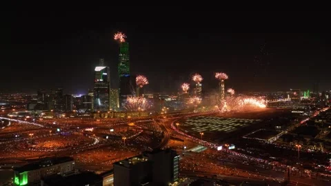 Fireworks of Riyadh expo 2030 Stock Footage 257516038