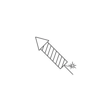 Fireworks rocket line icon, flying firecrackers イラスト素材