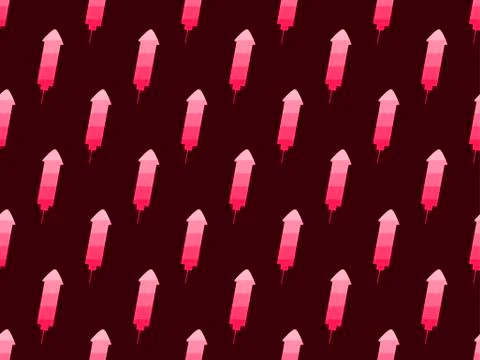 Fireworks rocket seamless pattern. Festive background, shades of red. Vector  Stockillustratie
