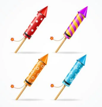 Fireworks Rocket Set. Vector Stock Illustration