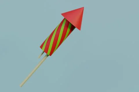 Fireworks rocket on a stick, 3d render Stock Illustration
