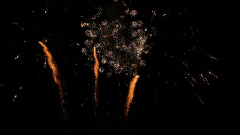 Fireworks Rockets at Night Stock-Footage 80541682