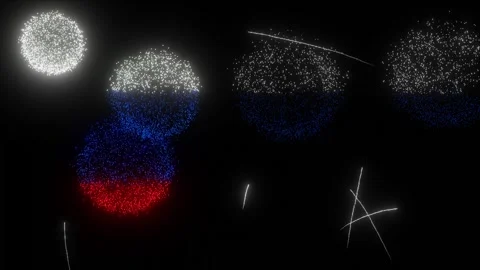 Fireworks of the Russian Flag (w/Matte) Stock Footage 255051673