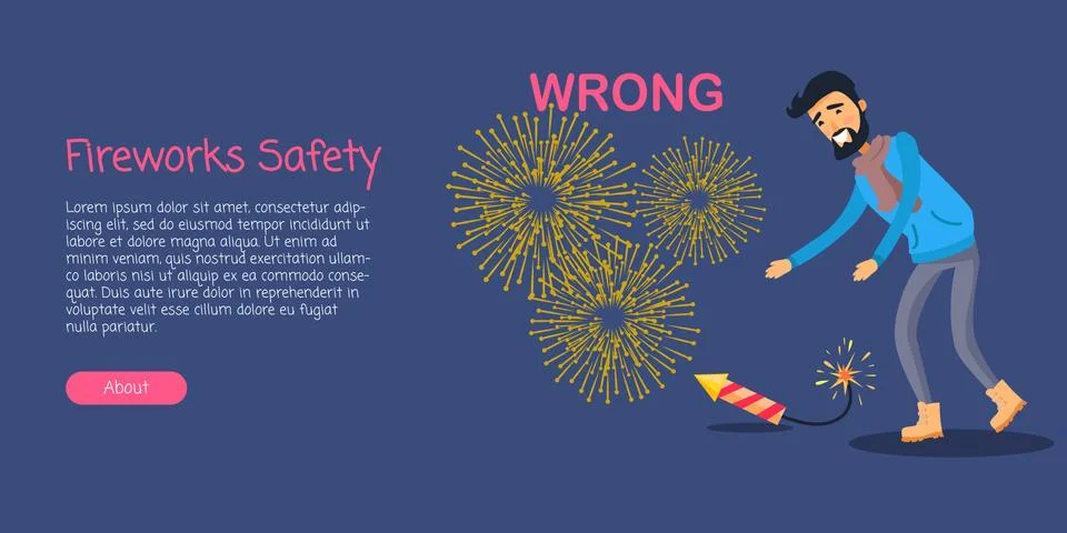 Fireworks Safety, Man Wrong Using Rocket on Ground Stock Illustration