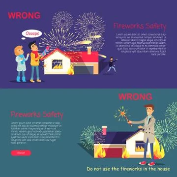 Fireworks Safety. Wrong Usage of Pyrotechnics Stock Illustration