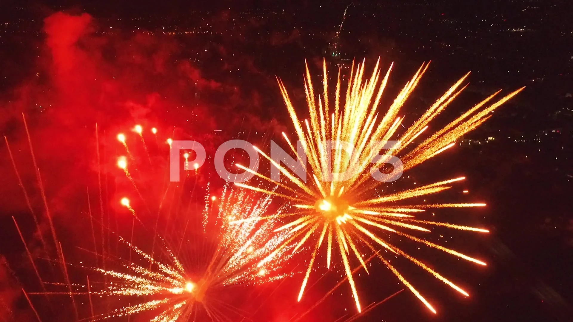 Fireworks salute with the black sky bac... | Stock Video | Pond5