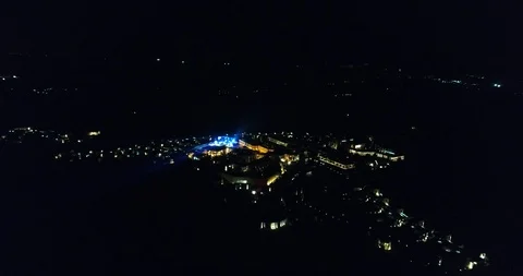 Fireworks salute the night drone air flight 4k colorfull illumination Stock Footage 101402013