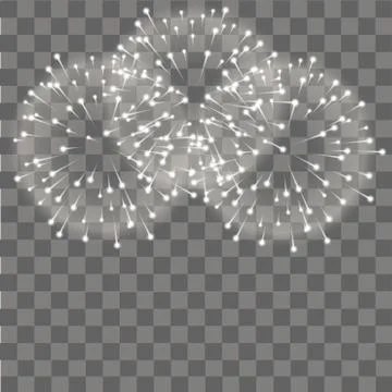Fireworks salute on transparent background. Vector. Stock Illustration