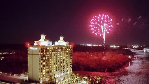 Fireworks on Savannah River Vídeo Stock 86602040