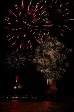Fireworks from the sea Stock Photos