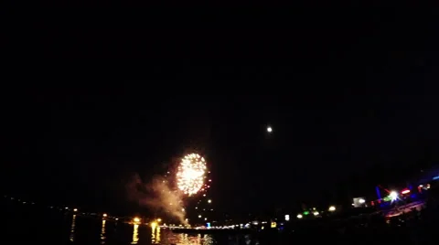 Fireworks on the seafront at night Video stock 53068045