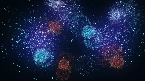 Fireworks seamless loop 4k video footage. glowing fireworks show. New year'.. Stock Footage 289684273