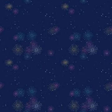 Fireworks seamless pattern on navy イラスト素材