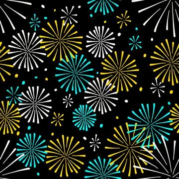 Fireworks seamless pattern Vector Stock Illustration