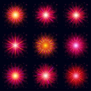 Fireworks, set Stock Illustration