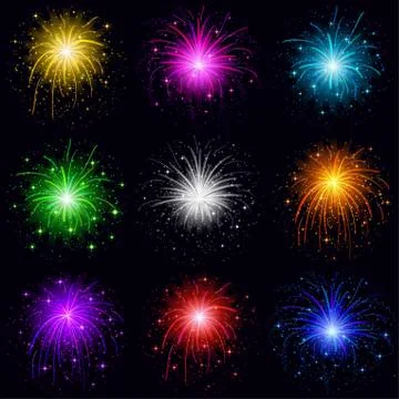Fireworks, set Stock Illustration