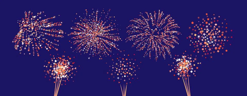 Fireworks shiny red set Stock Illustration