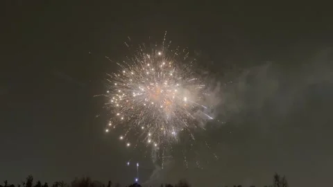 Fireworks show on cloudy snowfall winter background Stock-Footage 294175805