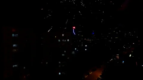 The fireworks show during the middle of the drone Stock Footage 75041239
