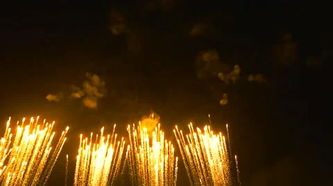 Fireworks show in the night sky Stock Footage 69034142
