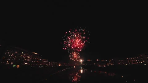 Fireworks show on the river Stock Footage 325432470