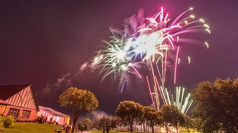 Fireworks Show Timelapse Stock Footage 110874126
