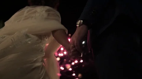 A fireworks show at the wedding Stock Footage 97837715